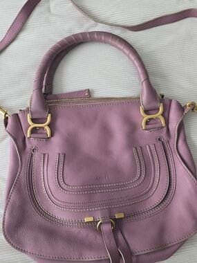 Chloe Mauve Pink Leather Shoulder Bag with Gold Hardware
